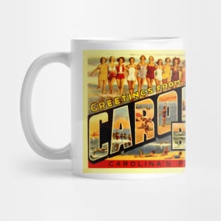 Greetings from Carolina Beach, NC - Vintage Large Letter Postcard Mug